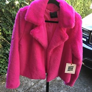 Pink faux for jacket. NWT. Angel kiss.